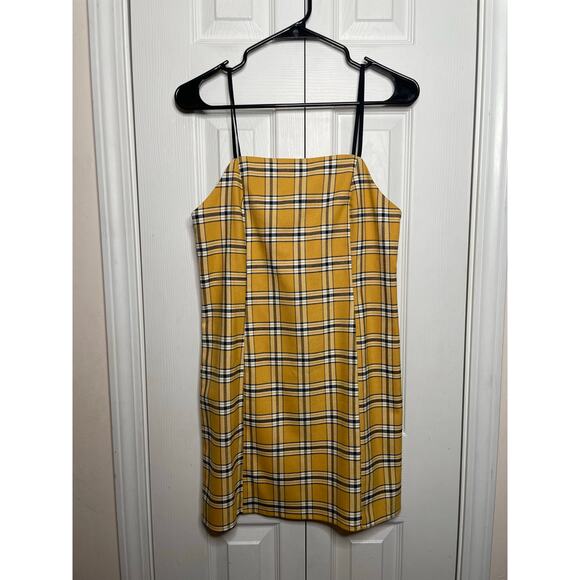 Urban Outfitters Yellow Checkered Mini Dress Womens XS - Picture 2 of 6